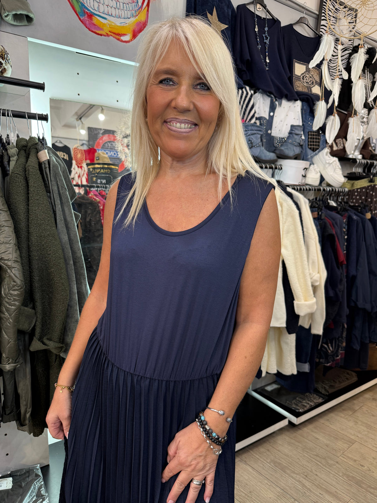 Robe plissée marine