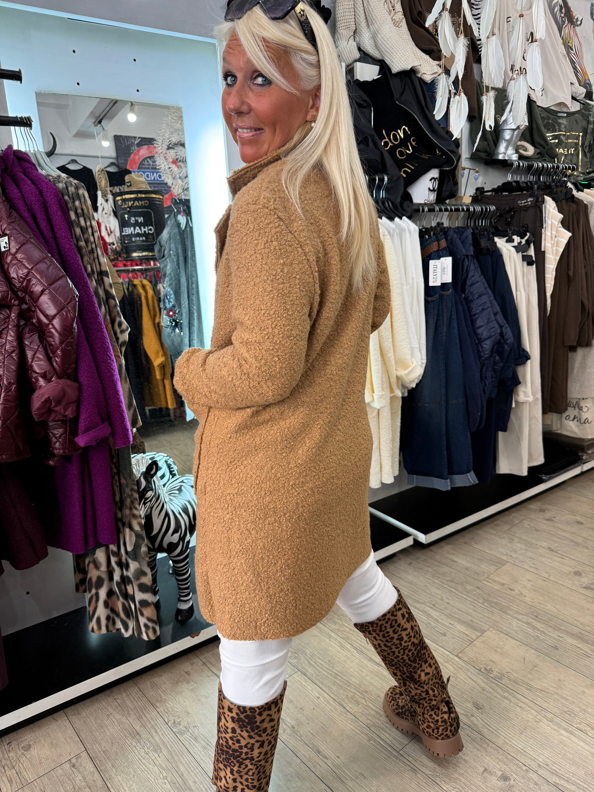 Manteau bouclette camél