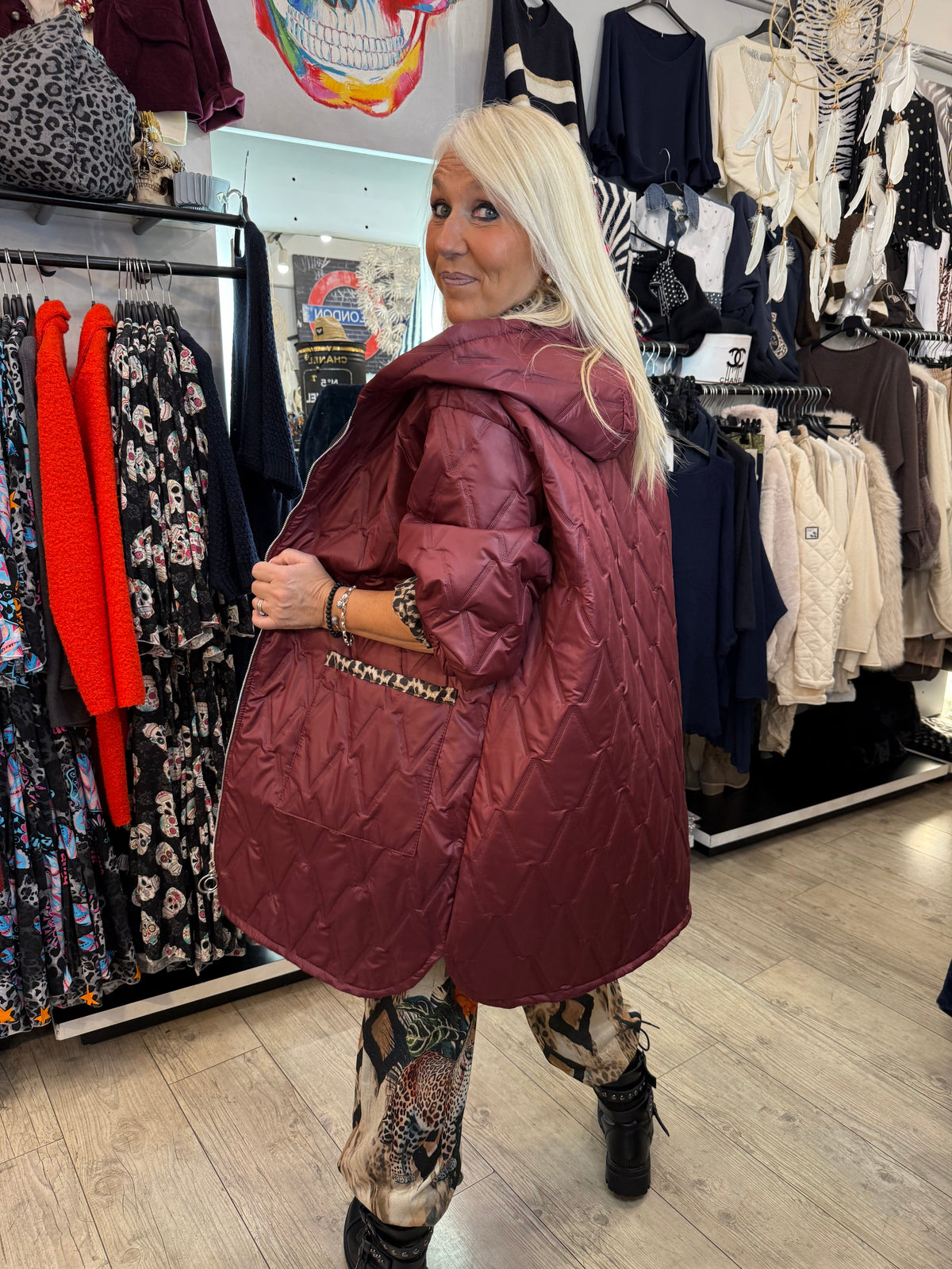 Doudoune oversize bordeaux