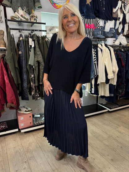 Robe plissée marine