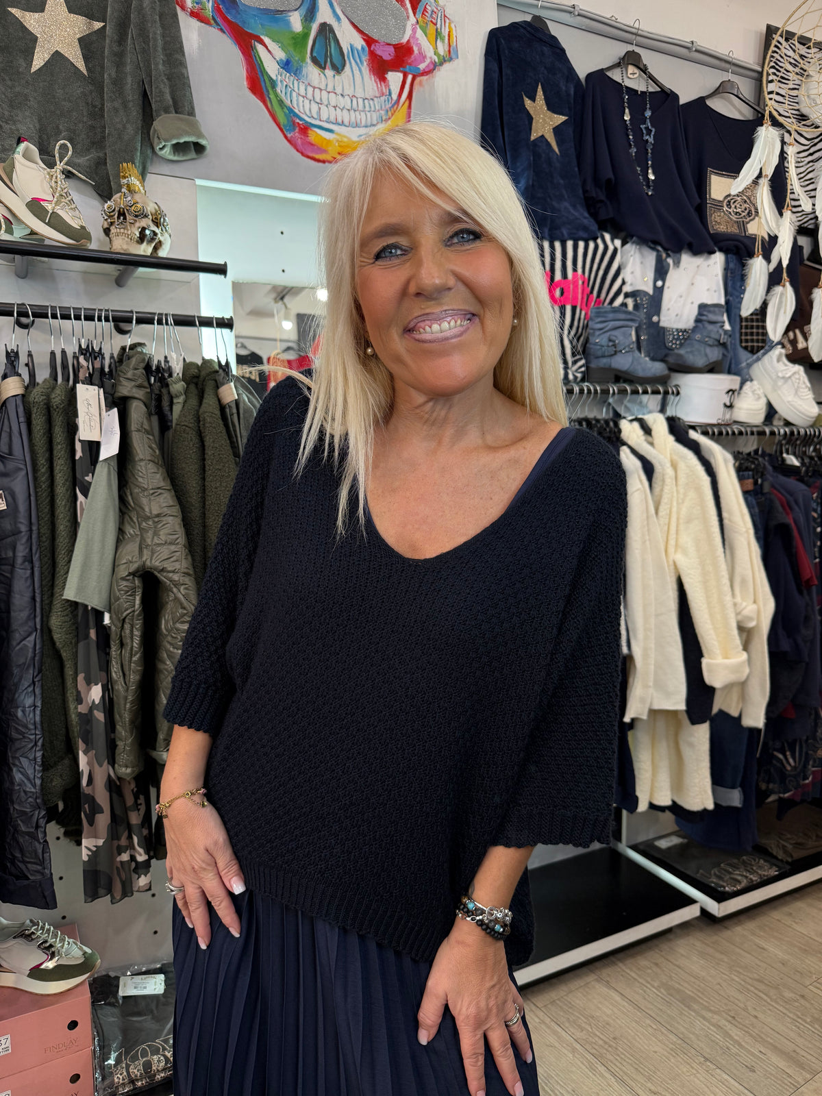 Robe plissée marine