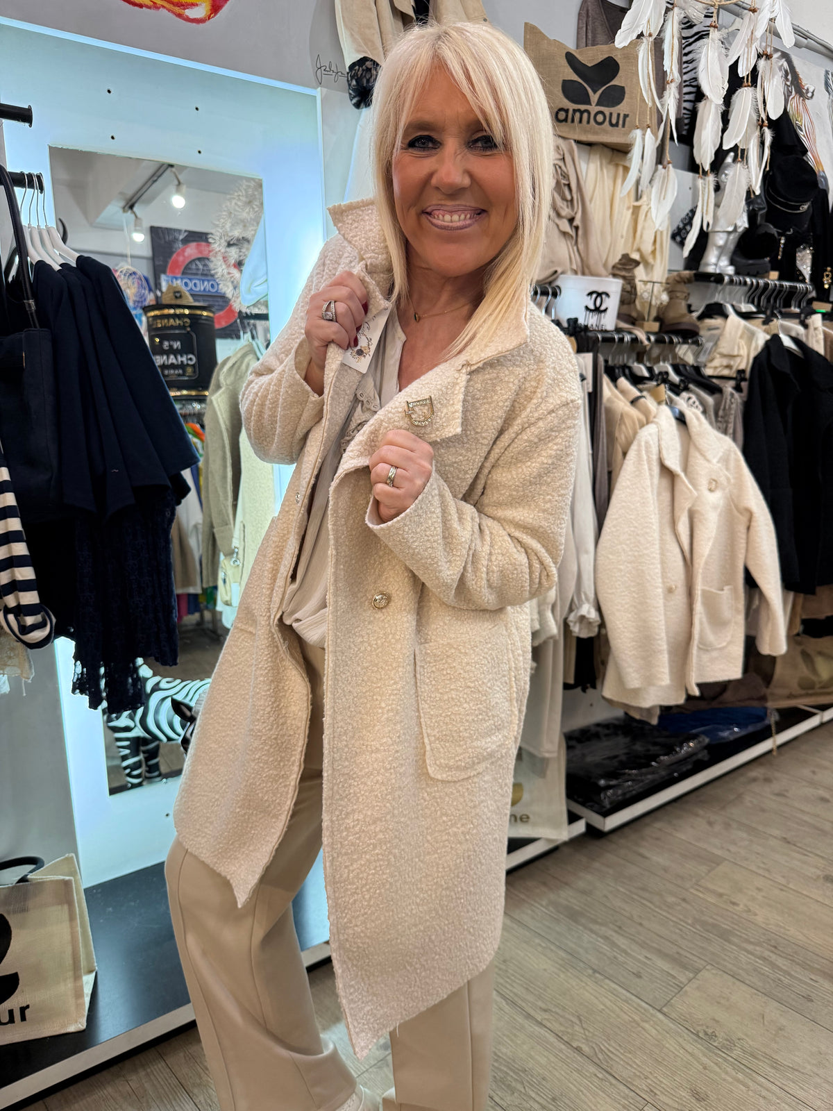 Manteau bouclette beige