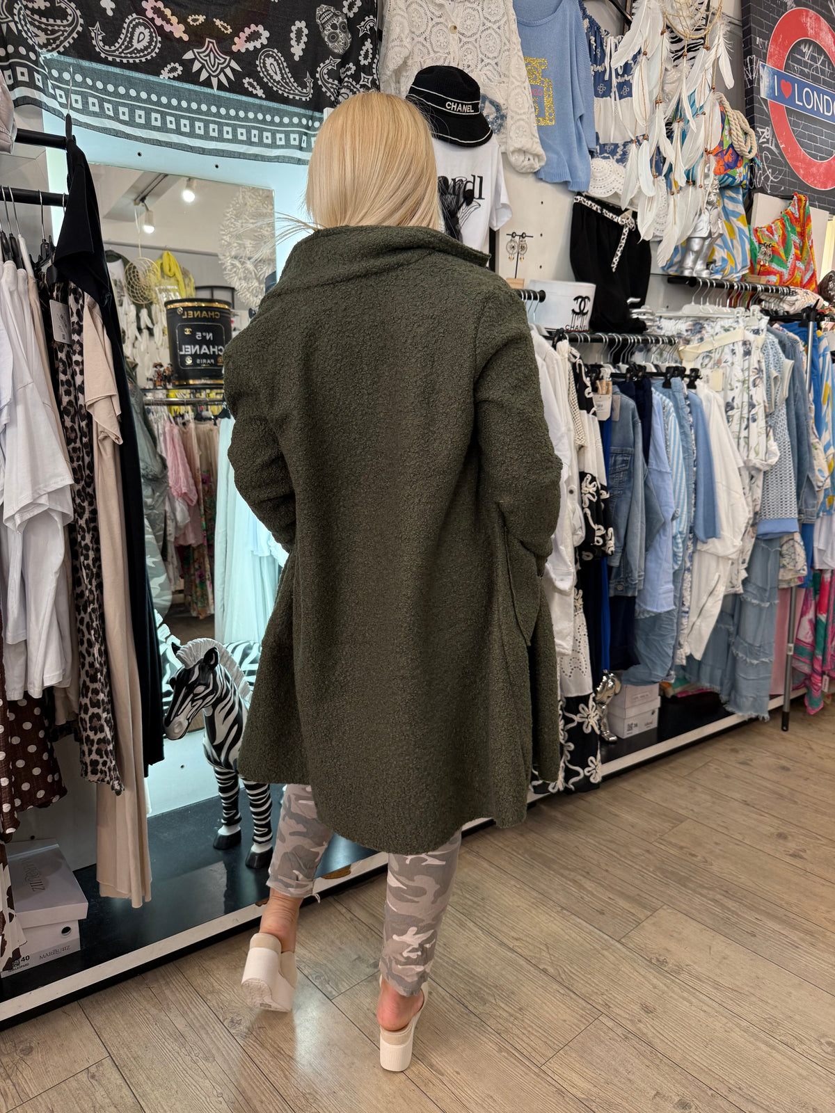 Manteau bouclette kaki