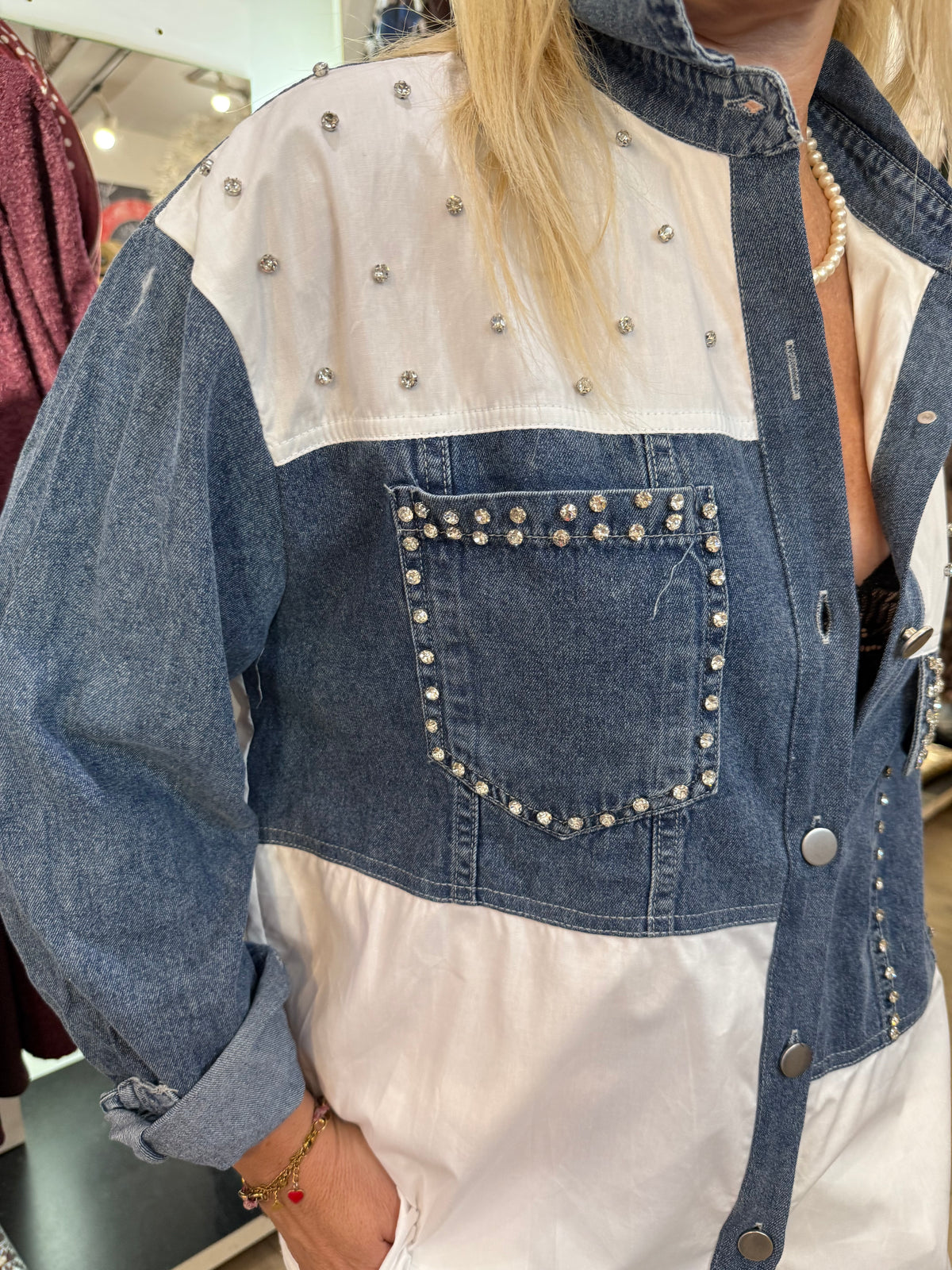 Chemise strass jean