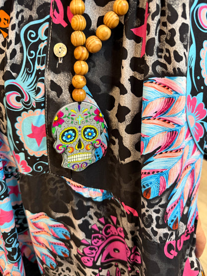 Sautoir skull coloré