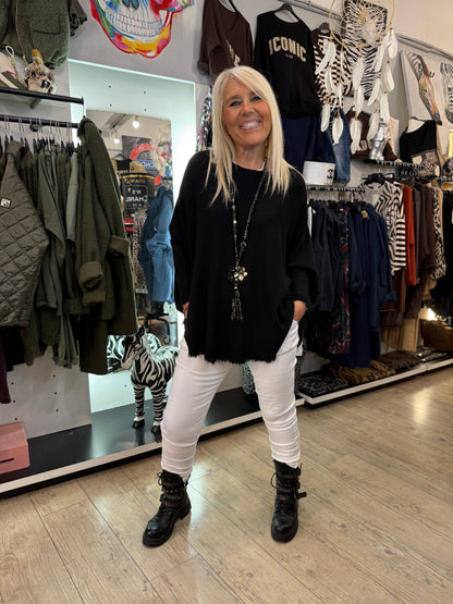 Pull franges noir