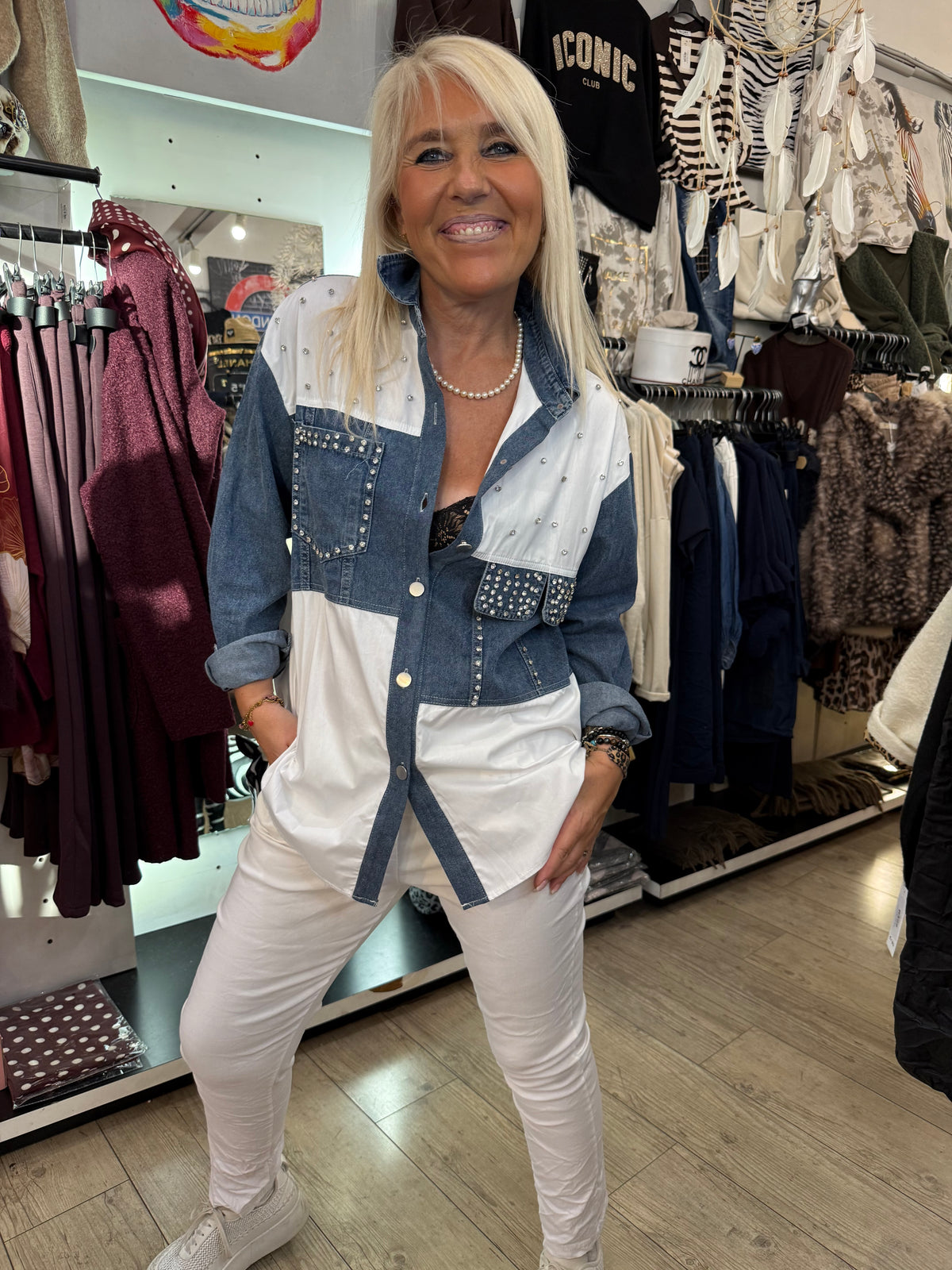 Chemise strass jean