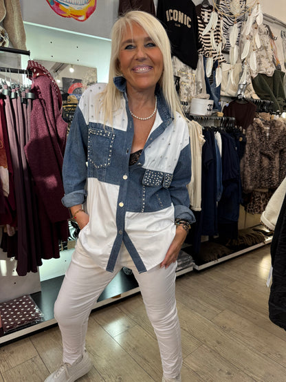 Chemise strass jean