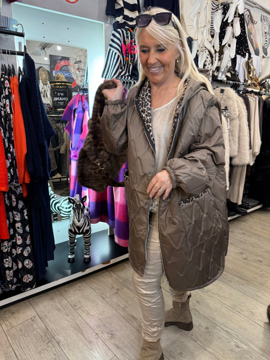 Doudoune Overzize taupe