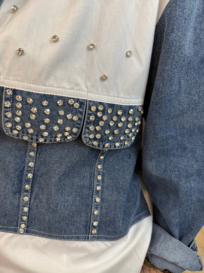 Chemise strass jean
