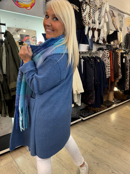 Manteau bouclette bleu gitane