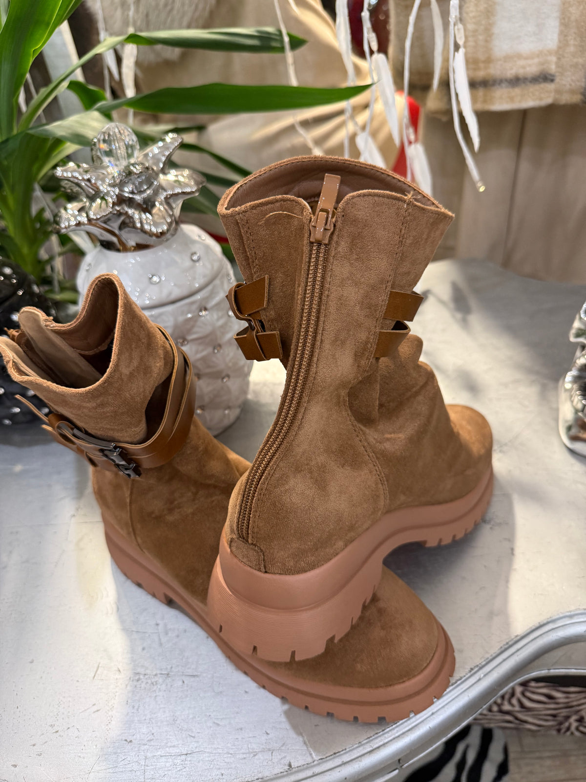 Boots camél zip dos leo