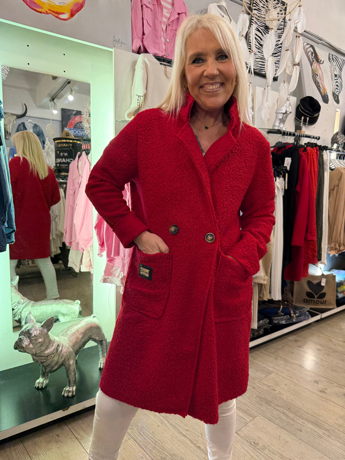 Manteau bouclette rouge