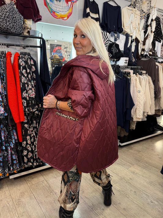 Doudoune oversize bordeaux