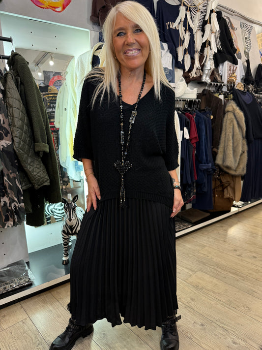 Robe plissée noire