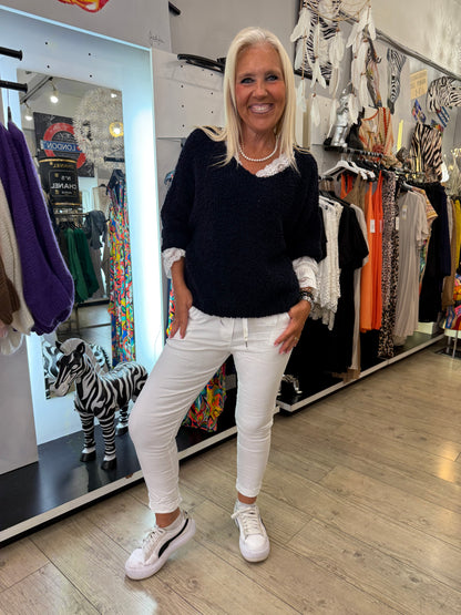 Pull bouclette marine
