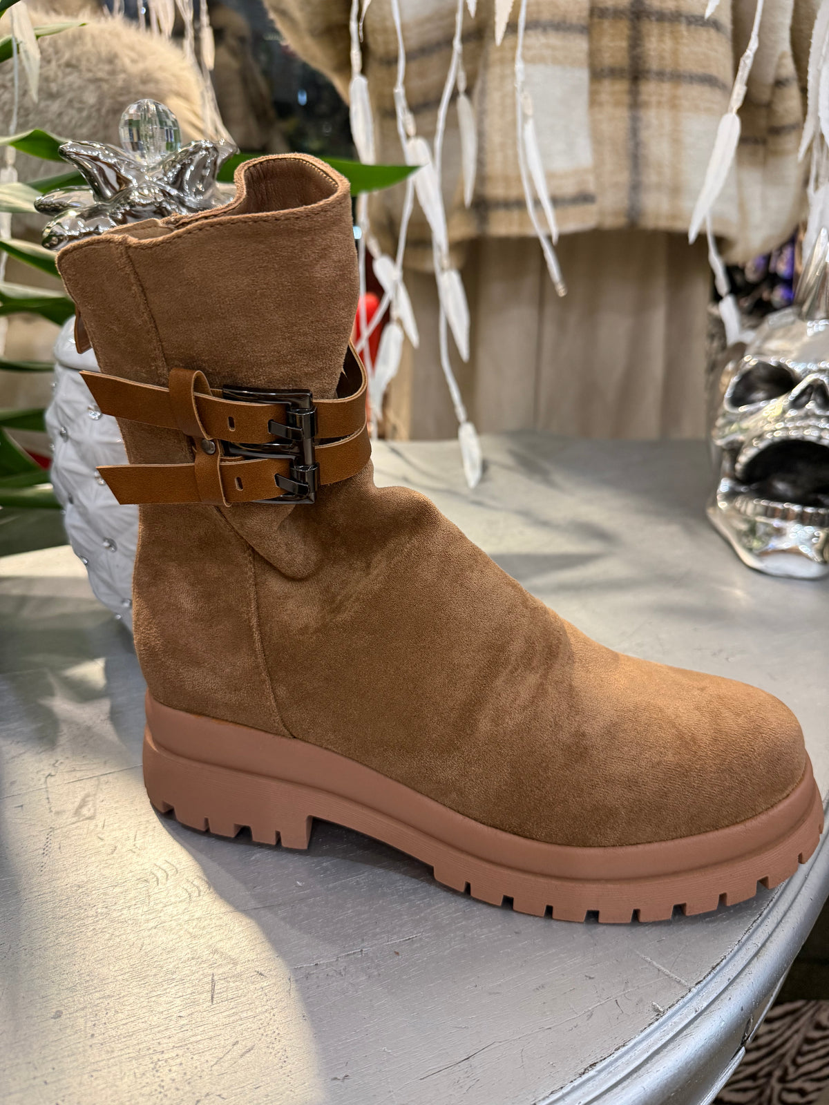 Boots camél zip dos leo