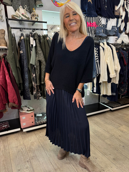 Robe plissée marine