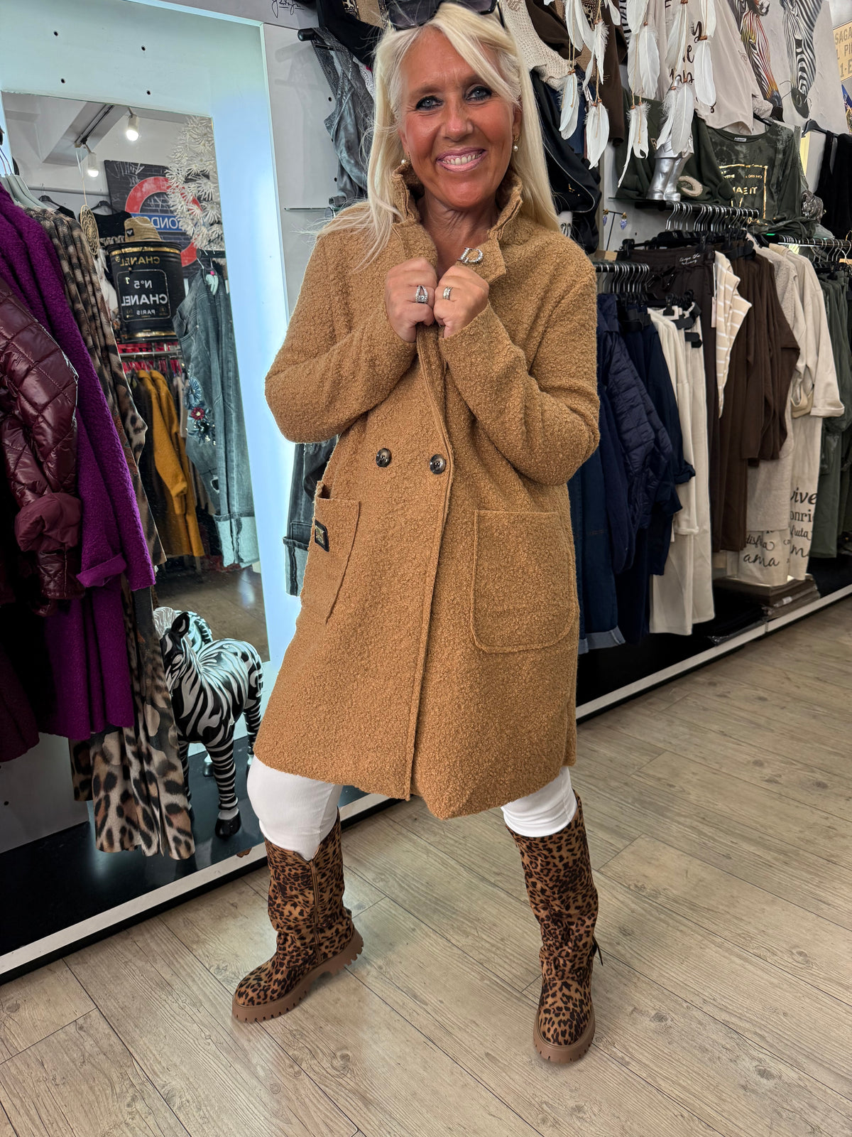 Manteau bouclette camél